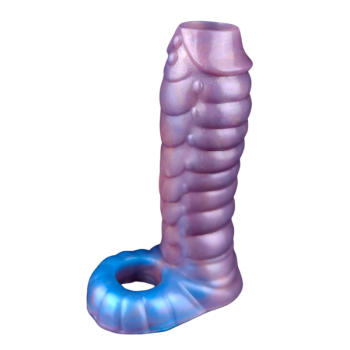 House Of Dasein Luminous Sheath Fantasy Ribbed Dragon Penis Sleeve Sex Toys Stretch Enlarge Cock - Purple