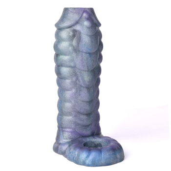 House Of Dasein Luminous Sheath Fantasy Ribbed Dragon Penis Sleeve Sex Toys Stretch Enlarge Cock - Blue
