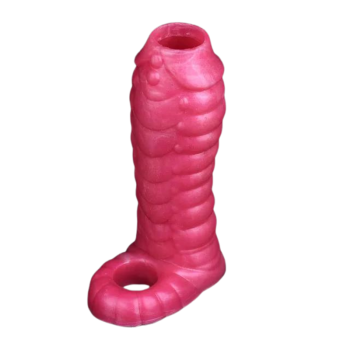 House Of Dasein Luminous Sheath Fantasy Ribbed Dragon Penis Sleeve Sex Toys Stretch Enlarge Cock - Red