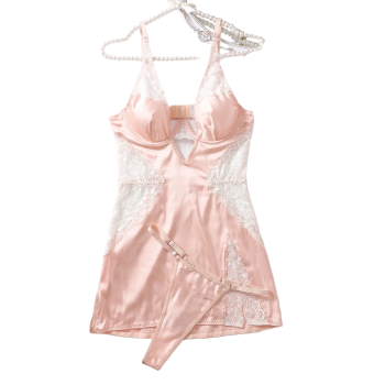 House Of Dasein New Sexy Slim Fitting Lingerie With Hollowed Out Suspender And Underwear Two Piece Set - Skin Color - M