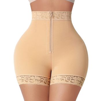 Lace Waist Cinching And Hip Lifting Postpartum High Waisted Shapewear Pants - Skin Color - 2Xl