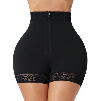 Lace Waist Cinching And Hip Lifting Postpartum High Waisted Shapewear Pants - Black - 3Xl