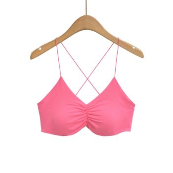 House Of Dasein Bare Back Cross Inner Sling Strapless Top - Pink - S