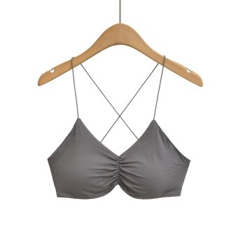 House Of Dasein Bare Back Cross Inner Sling Strapless Top - Gray - M
