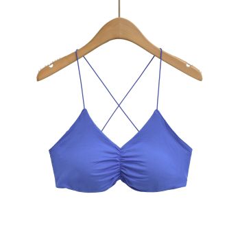 House Of Dasein Bare Back Cross Inner Sling Strapless Top - Blue - S