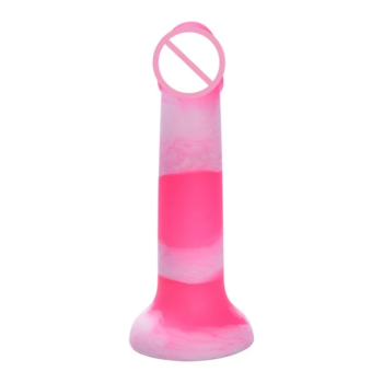 House Of Dasein Cute Jelly Silicone Soft Dildo Female G-Spot Masturbator Anal Butt Plug Adult Sex Toys Suction Cup For Women Beginner - Pink White