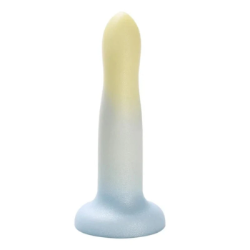 House Of Dasein Cute Jelly Silicone Soft Dildo Female G-Spot Masturbator Anal Butt Plug Adult Sex Toys Suction Cup For Women Beginner - Yellow Blue