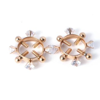 House Of Dasein Bdsm 2Pcs Nipple Clamps Stainless Steel Crystal Ring Breast Clips Stimulator Erotic Sm Toys For Women 5 Colors Choose - Copper