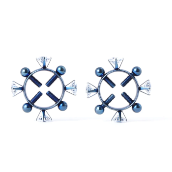 House Of Dasein Bdsm 2Pcs Nipple Clamps Stainless Steel Crystal Ring Breast Clips Stimulator Erotic Sm Toys For Women 5 Colors Choose - Blue