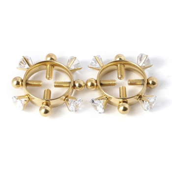 House Of Dasein Bdsm 2Pcs Nipple Clamps Stainless Steel Crystal Ring Breast Clips Stimulator Erotic Sm Toys For Women 5 Colors Choose - Gold