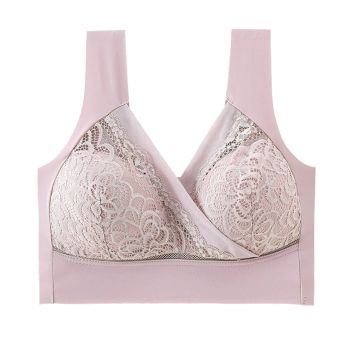 House Of Dasein High End Seamless Large Size Bra For Women Lace Backless Cupless Thin Style - Lotus Root Powder - L