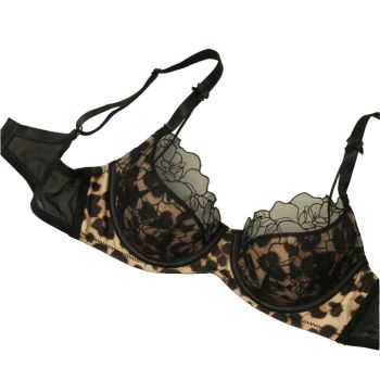 House Of Dasein Summer Cross Pattern Lace Women's Underwear Sexy Push Up Bra - Leopard Print Top - 85D