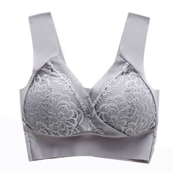 House Of Dasein High End Seamless Large Size Bra For Women Lace Backless Cupless Thin Style - Gray - 3L
