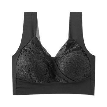 House Of Dasein High End Seamless Large Size Bra For Women Lace Backless Cupless Thin Style - Black - 6L