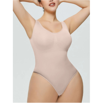 Scoop Neck Wide Strap Shaping Bodysuit - Dust Storm - 2Xl