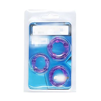 House Of Dasein 3Pcs/Set Silicone Penis Rings Adult Supplies Male Ejaculation Delay Cock Rubber Lasting Bondage Erection Sex Toys For Men - Purple - Granule