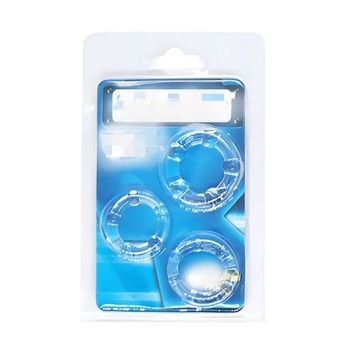 House Of Dasein 3Pcs/Set Silicone Penis Rings Adult Supplies Male Ejaculation Delay Cock Rubber Lasting Bondage Erection Sex Toys For Men - Transparent - Granule