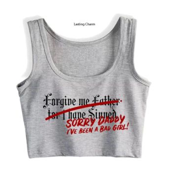 House Of Dasein Sorry Daddy Crop Shirt Bratty Submissive Ddlg Bdsm Clothing Breathable Slim Fit - Gray - S