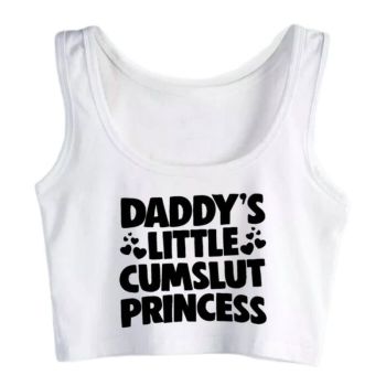 House Of Dasein Daddys Little Princess Novelty Crop Tank Top Bdsm Ddlg Shirt - White - L