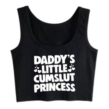 House Of Dasein Daddys Little Princess Novelty Crop Tank Top Bdsm Ddlg Shirt - Black - M