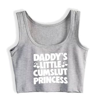 House Of Dasein Daddys Little Princess Novelty Crop Tank Top Bdsm Ddlg Shirt - Gray - L