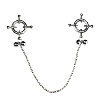 House Of Dasein Breast Clip Leather Belt Bondage Stainless Steel Nipple Clamp With Chains - Style Qk-C8007