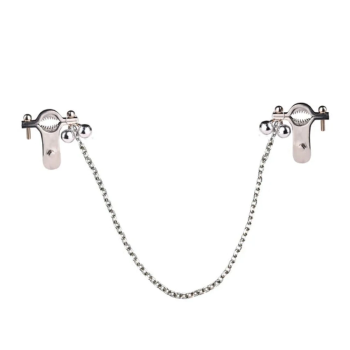 House Of Dasein Breast Clip Leather Belt Bondage Stainless Steel Nipple Clamp With Chains - Style Qk-C8010