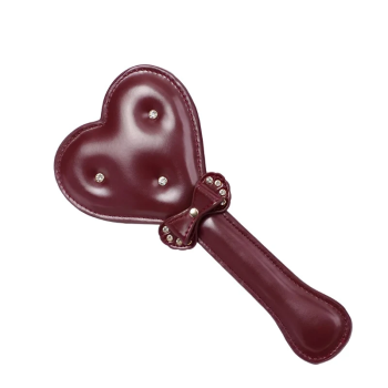 House Of Dasein Heart Shape Diamond Handle Pu Leather Bdsm Paddle - Wine Red
