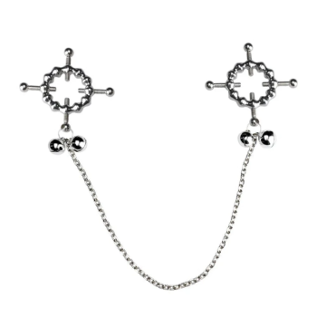 House Of Dasein Breast Clip Leather Belt Bondage Stainless Steel Nipple Clamp With Chains - Style Qk-C8004