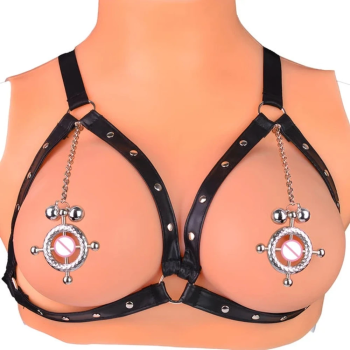 House Of Dasein Breast Clip Leather Belt Bondage Stainless Steel Nipple Clamp With Chains - Style Qk-C8007 And Belt