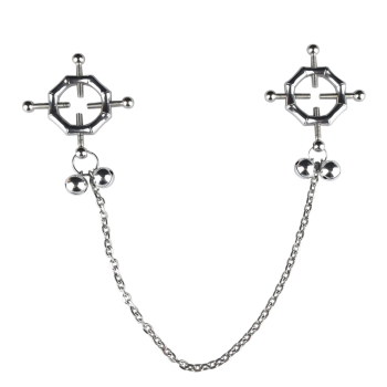 House Of Dasein Breast Clip Leather Belt Bondage Stainless Steel Nipple Clamp With Chains - Style Qk-C8003