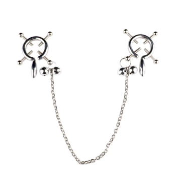 House Of Dasein Breast Clip Leather Belt Bondage Stainless Steel Nipple Clamp With Chains - Style Qk-C8009