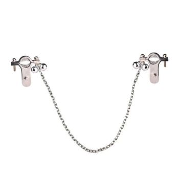 House Of Dasein Faak Breast Clip Leather Belt Bondage Stainless Steel Nipple Clamp With Chains - Qk-C8010