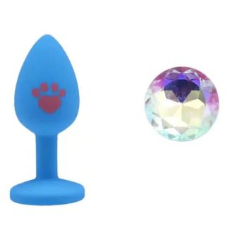 House Of Dasein Beginner Anal Plug Cat's Paw Butt With Detachable Acrylic Diamond For Couples - Blue And Colour