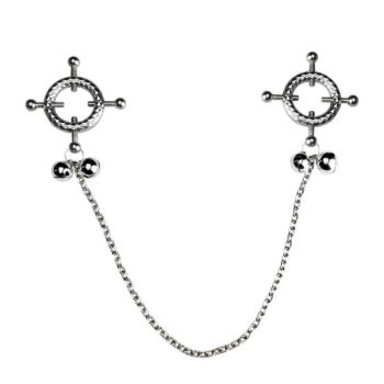 House Of Dasein Faak Breast Clip Leather Belt Bondage Stainless Steel Nipple Clamp With Chains - Qk-C8005