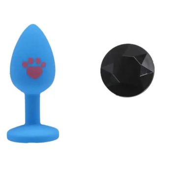 House Of Dasein Beginner Anal Plug Cat's Paw Butt With Detachable Acrylic Diamond For Couples - Blue And Black