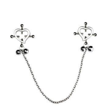 House Of Dasein Faak Breast Clip Leather Belt Bondage Stainless Steel Nipple Clamp With Chains - Qk-C8001
