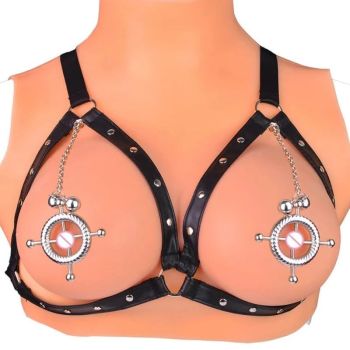 House Of Dasein Faak Breast Clip Leather Belt Bondage Stainless Steel Nipple Clamp With Chains - Qk-C8006 And Belt