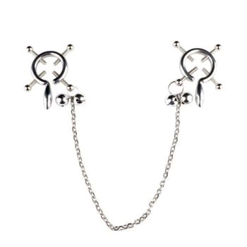 House Of Dasein Faak Breast Clip Leather Belt Bondage Stainless Steel Nipple Clamp With Chains - Qk-C8009