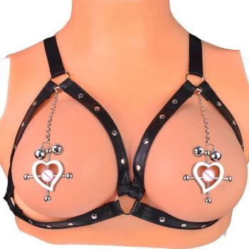 House Of Dasein Faak Breast Clip Leather Belt Bondage Stainless Steel Nipple Clamp With Chains - Qk-C8001 And Belt