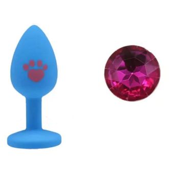House Of Dasein Beginner Anal Plug Cat's Paw Butt With Detachable Acrylic Diamond For Couples - Blue And Rose