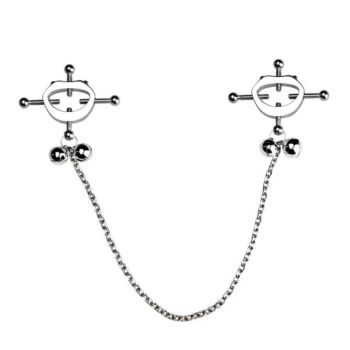 House Of Dasein Faak Breast Clip Leather Belt Bondage Stainless Steel Nipple Clamp With Chains - Qk-C8002
