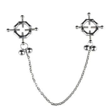 House Of Dasein Faak Breast Clip Leather Belt Bondage Stainless Steel Nipple Clamp With Chains - Qk-C8003