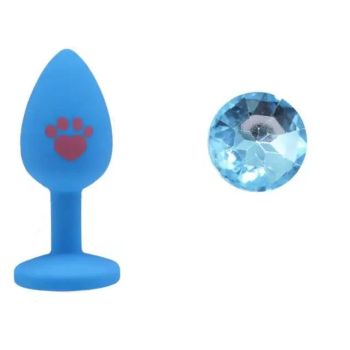 House Of Dasein Beginner Anal Plug Cat's Paw Butt With Detachable Acrylic Diamond For Couples - Blue And Sky Blue
