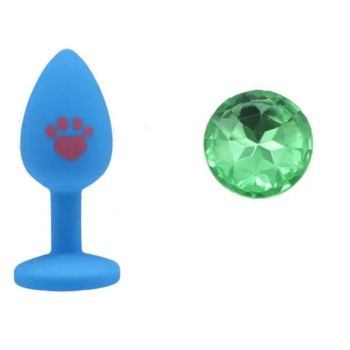 House Of Dasein Beginner Anal Plug Cat's Paw Butt With Detachable Acrylic Diamond For Couples - Blue And Green