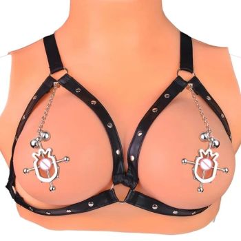 House Of Dasein Faak Breast Clip Leather Belt Bondage Stainless Steel Nipple Clamp With Chains - Qk-C8007 And Belt