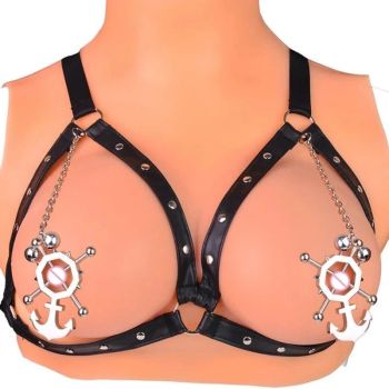 House Of Dasein Faak Breast Clip Leather Belt Bondage Stainless Steel Nipple Clamp With Chains - Qk-C8008 And Belt