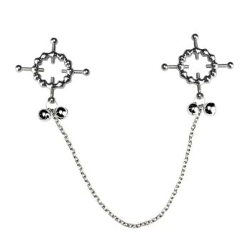 House Of Dasein Faak Breast Clip Leather Belt Bondage Stainless Steel Nipple Clamp With Chains - Qk-C8004