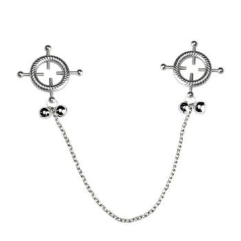 House Of Dasein Faak Breast Clip Leather Belt Bondage Stainless Steel Nipple Clamp With Chains - Qk-C8006
