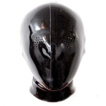 House Of Dasein Latex Gummi Hood Rubber Face Game Mask With Mesh Holes For Men And Women S Lm286 - Black 2 - L